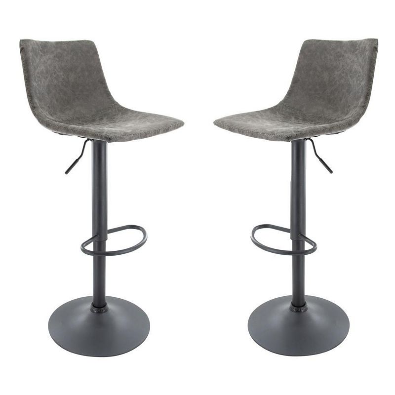 LeisureMod Tilbury Modern Adjustable Bar Stool With Footrest and 360-Degree Swivel Set of 2