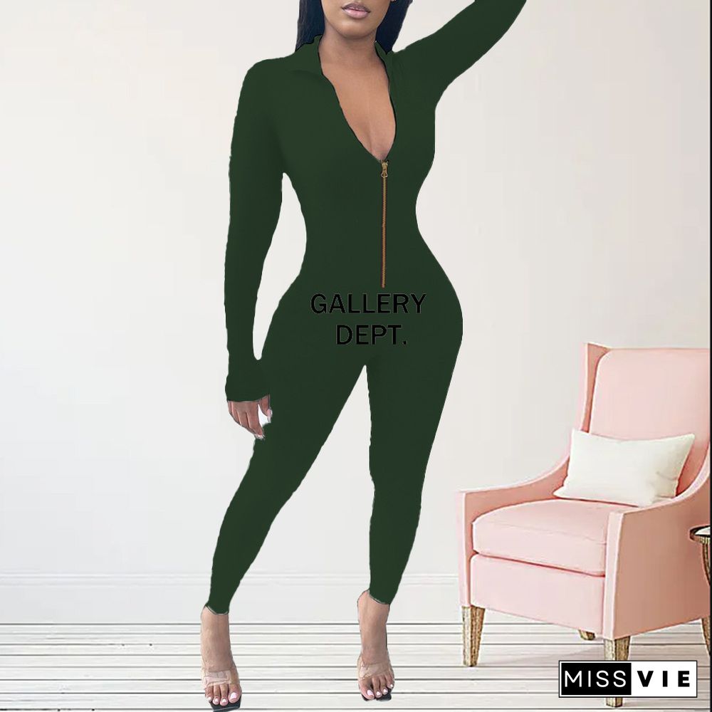 Casual Fitness Long Sleeve Plus Size Jumpsuits