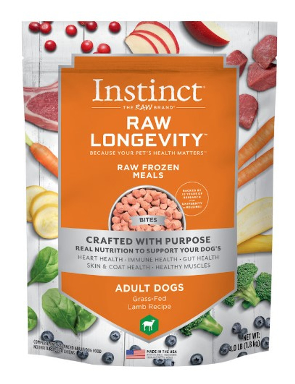 Nature's Variety Instinct Raw Bites Lamb Formula Raw Frozen Dog Food 4 lb