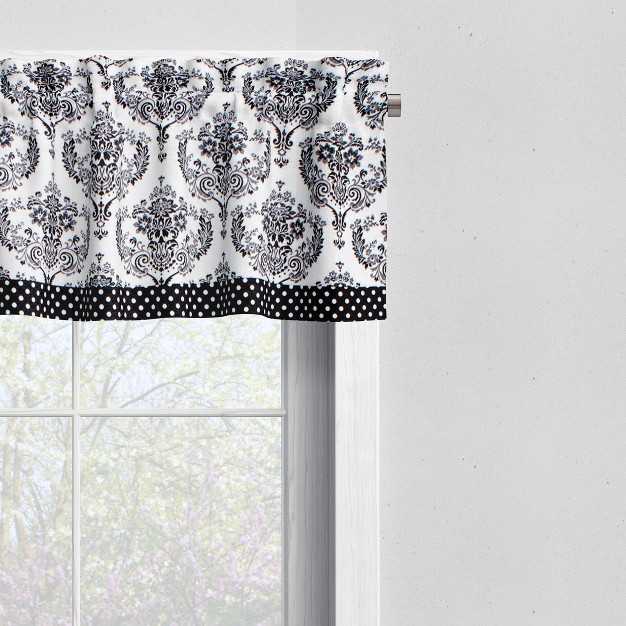 Bacati Classic Damask White black Window Valance