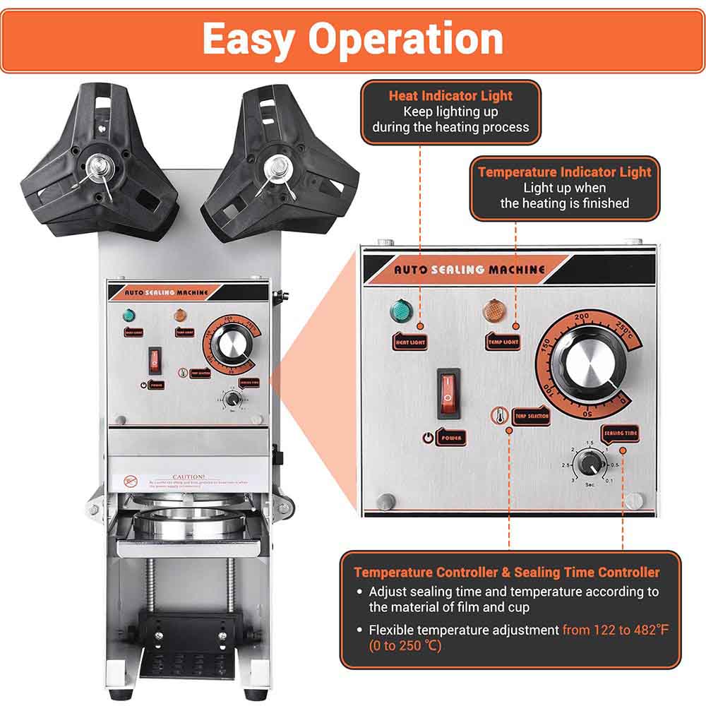 Yescom Semi-automatic Boba Cup Sealing Machine Sealer