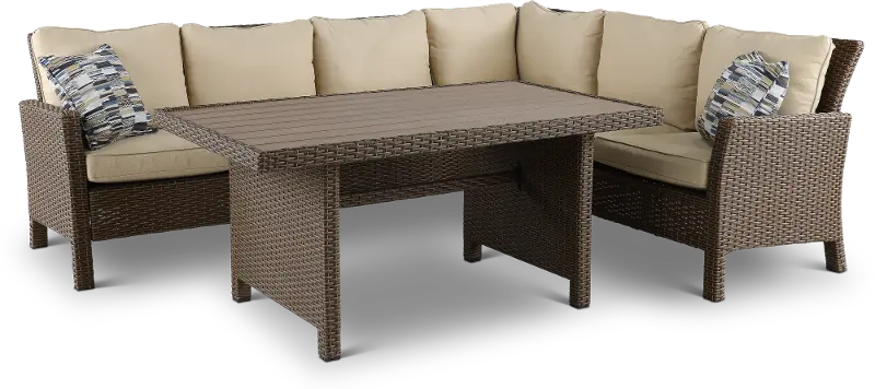 Arcadia Wicker 3 Piece Patio Dining Set