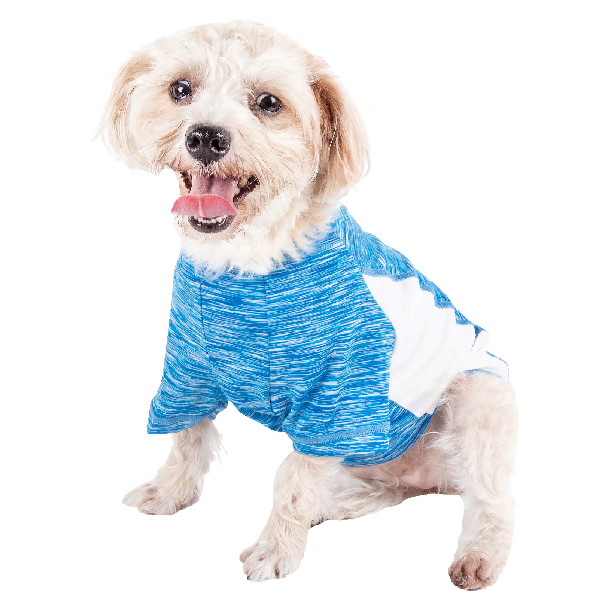 Pet Life Blue Active Warf Speed Heathered Ultra-Stretch Sporty Performance Dog T-Shirt， X-Small