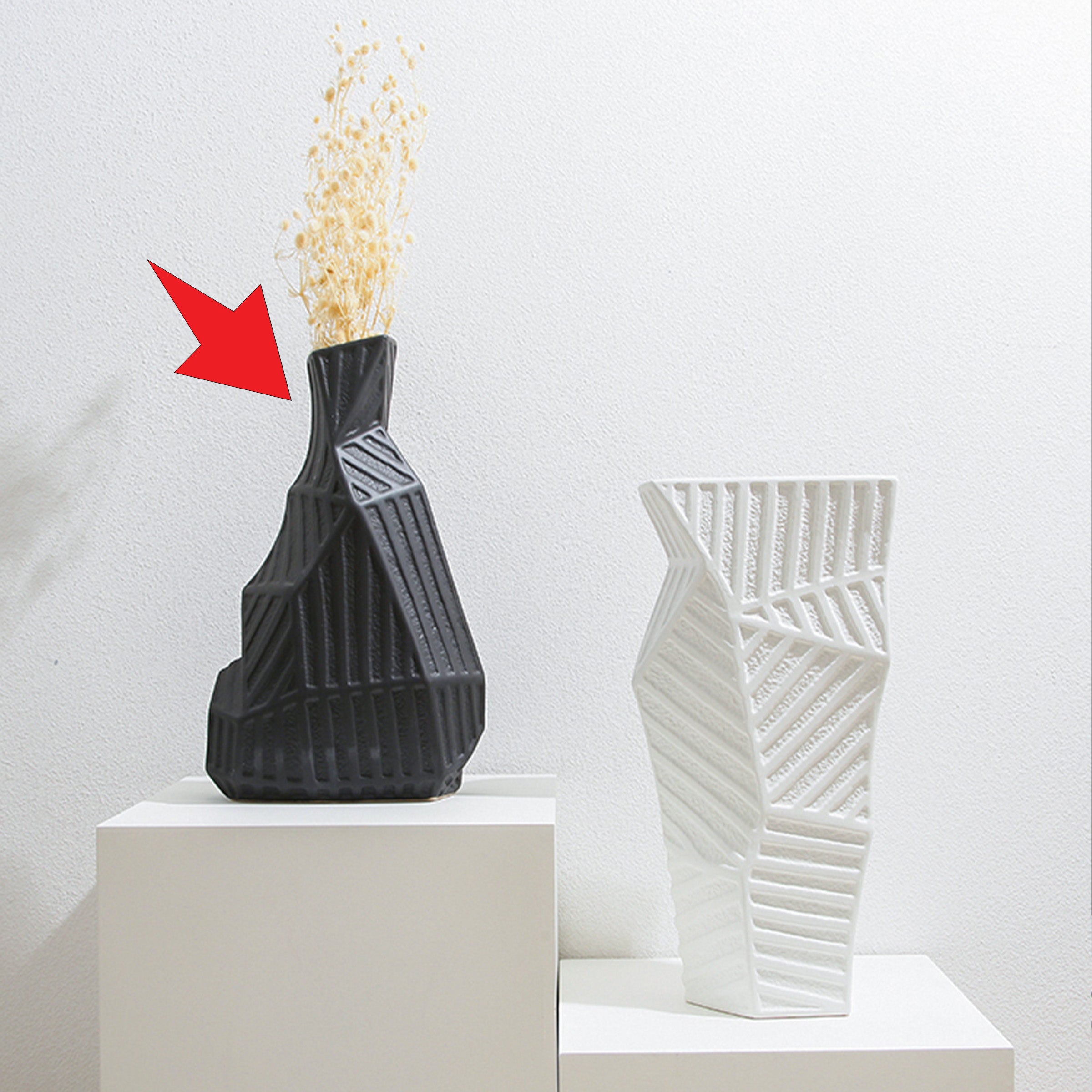 Black Patchwork Vase-B Fa-D2139A