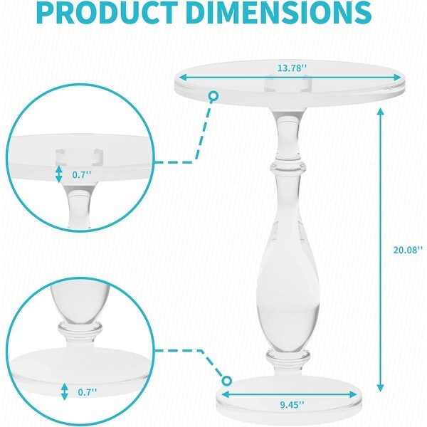 Mixoy Small Acrylic Side Table for Small Spaces， Small Bedside Table， Acrylic Nightstand Table， Home Accent End Table