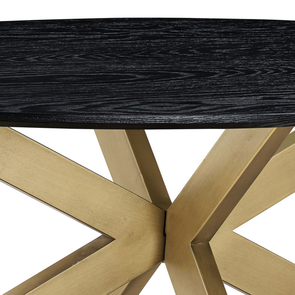 24 quotBlack And Brass Solid Wood Oval Coffee Table   Coffee Tables   by HomeRoots  Houzz