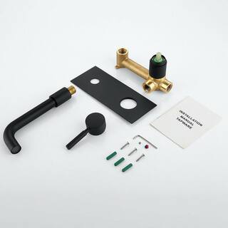 WELLFOR Single-Handle Wall Mounted Faucet with Cover Plate in Matte Black WB-H#RB022YB