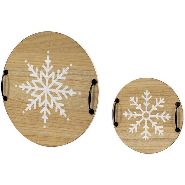 Round Snowflake Christmas Serving Trays with Handles