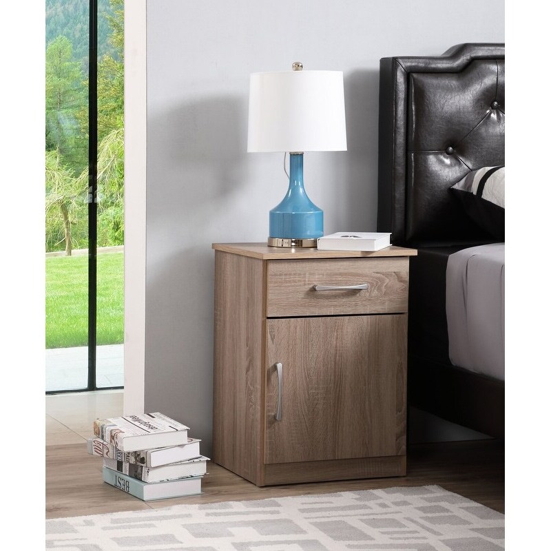 Alston 1 drawer and Cabinet Wood Nightstand