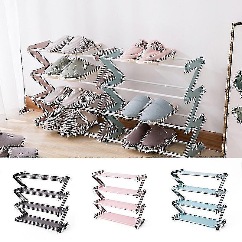 4  tier Stackable And Expandable Shoe Rack Z shaped Footwear Organizer Shoe Shelf Storage Organizer