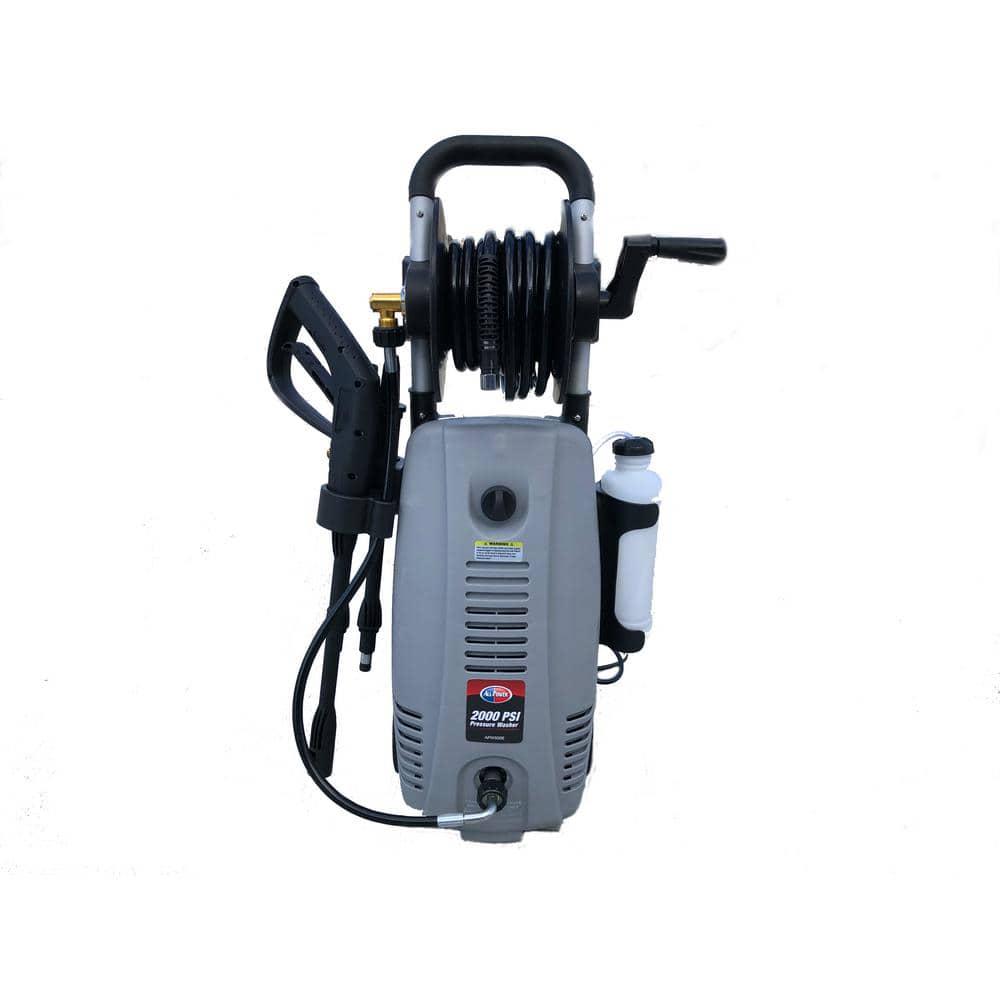 All Power 2000 PSI 16 GPM Electric Pressure Washer with Hose Reel for Buildings Walkway Vehicles and Outdoor Cleaning