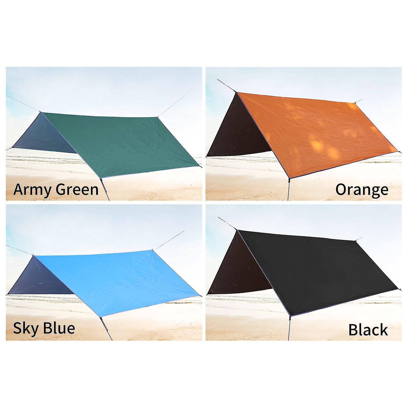 Orange 10 X 10 Ft Sail Canopy Waterproof Rain Fly Sun Shade Uv Resistant Heavy Duty Sand Sunshade With Pegs Rope Storage Bag For Outdoor Patio Garden