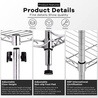 Chrome 5-Tier Adjustable Heavy Duty Metal Wire Shelving Unit (36 in. W x 72 in. H x 14 in. D) shelve-248