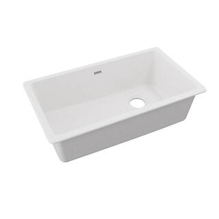 Elkay Quartz Classic White Quartz 33 in. Single Bowl Undermount Kitchen Sink ELGU13322WH0