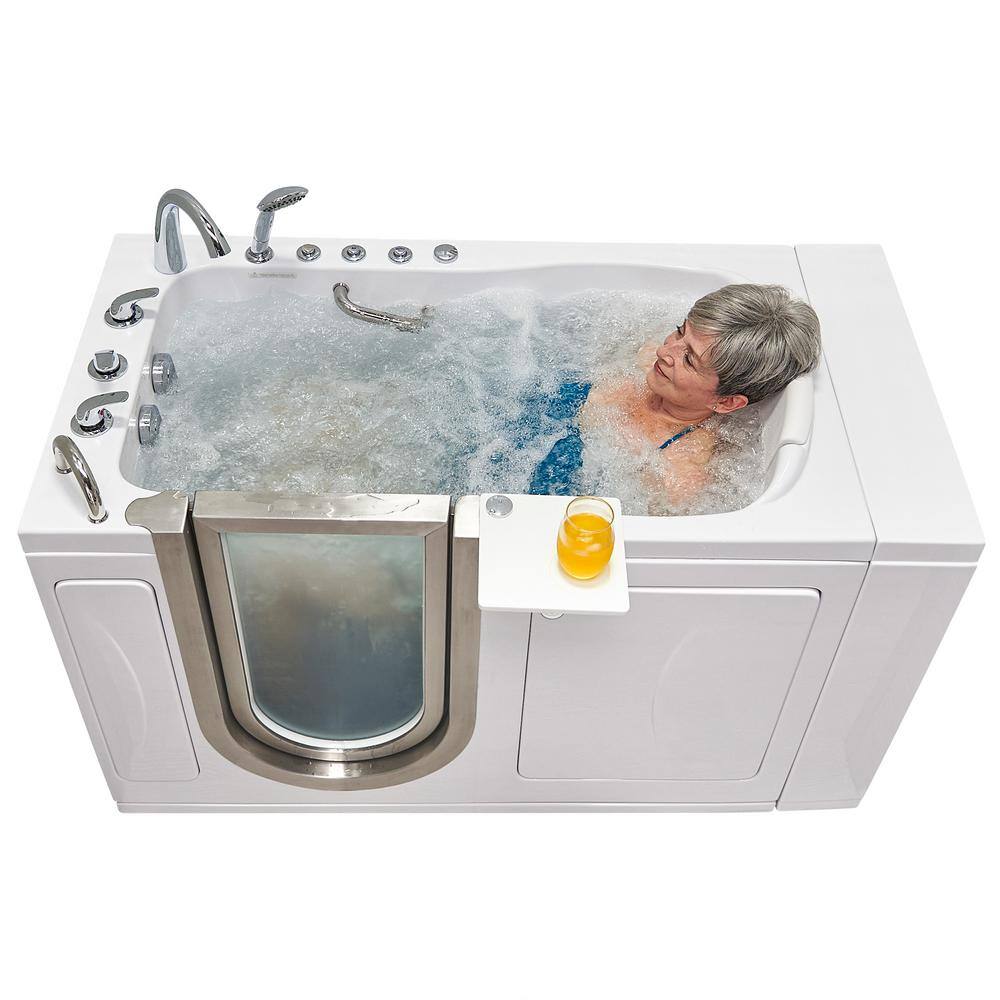 Ella Elite 52 in. Whirlpool and Air Bath Walk-In Bathtub in White Right Door Heated Seat Fast Fill Faucet2 in. Dual Drain 931075PH