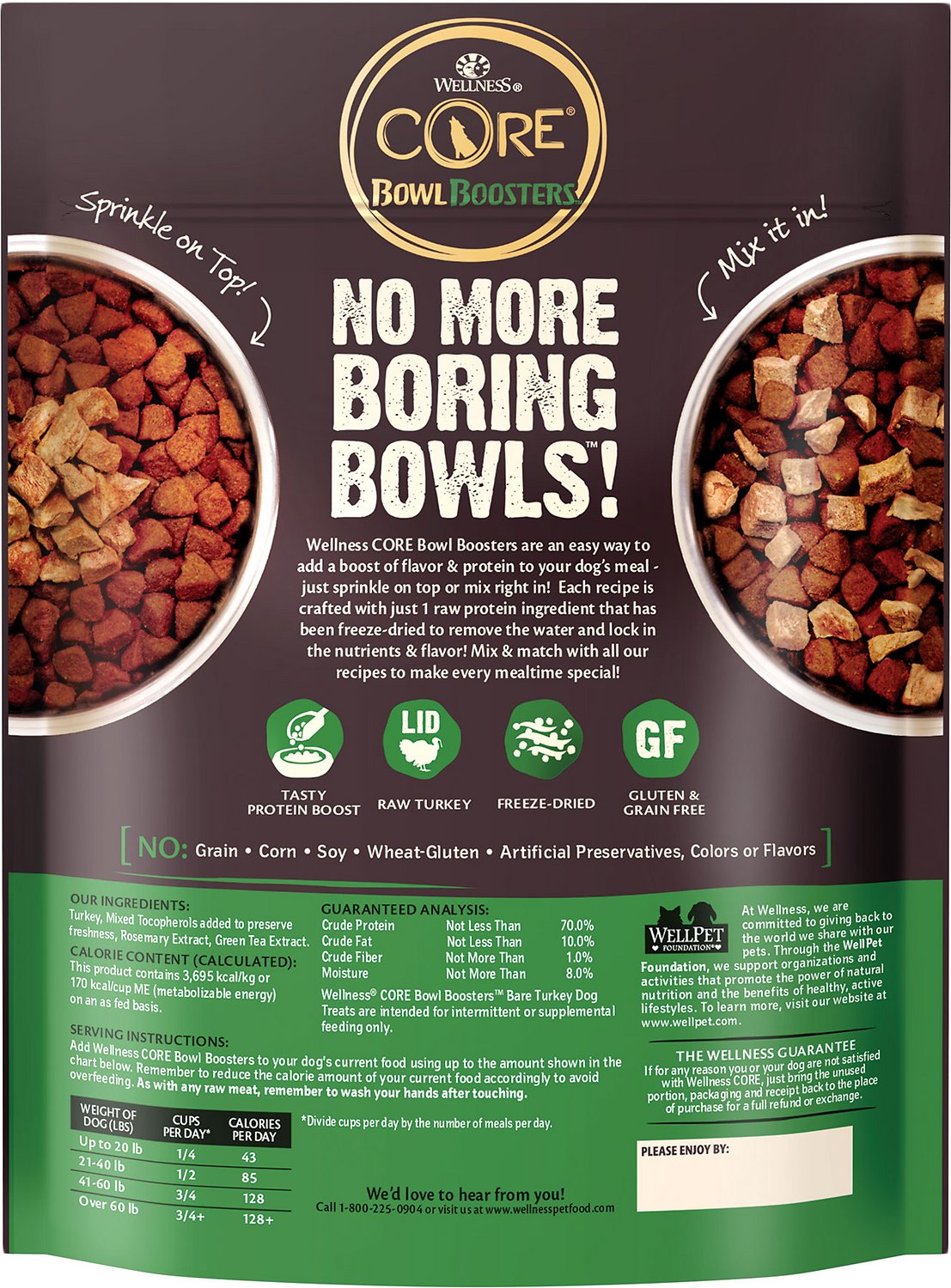 Wellness Core Bowl Boosters Bare Turkey Freeze Dried Grain Free Dog Fo