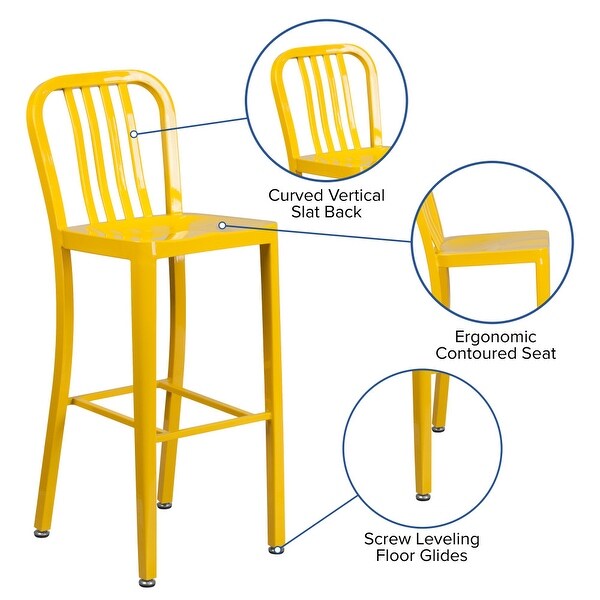 2 Pack 30'' High Metal Indoor-Outdoor Barstool with Vertical Slat Back