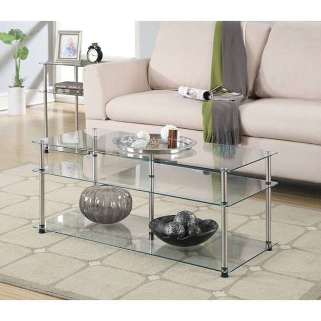 Classic Glass 3 Tier Coffee Table Clear Glass Breighton Home