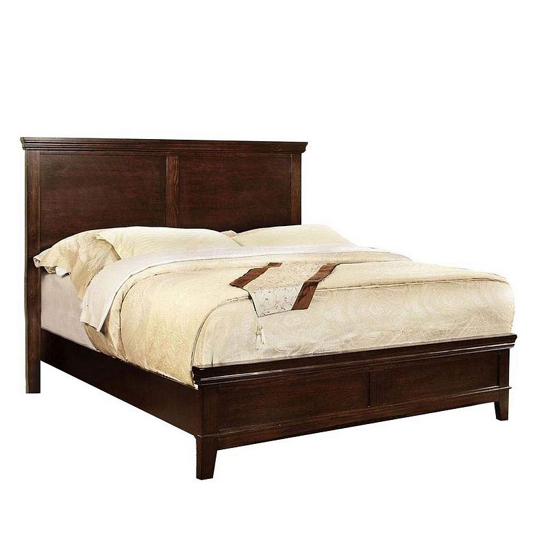 Transitional Style Wooden Queen Sized Bed with Tapered Legs， Brown