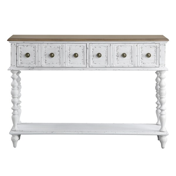 Console Table in Dark Charcoal and Antique White Finish