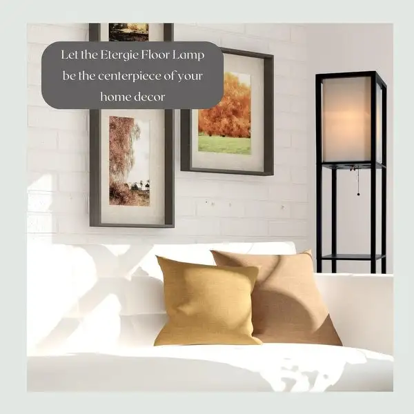 Floor Lamp with Shelves - Bedroom Light with Wooden Storage Shelves