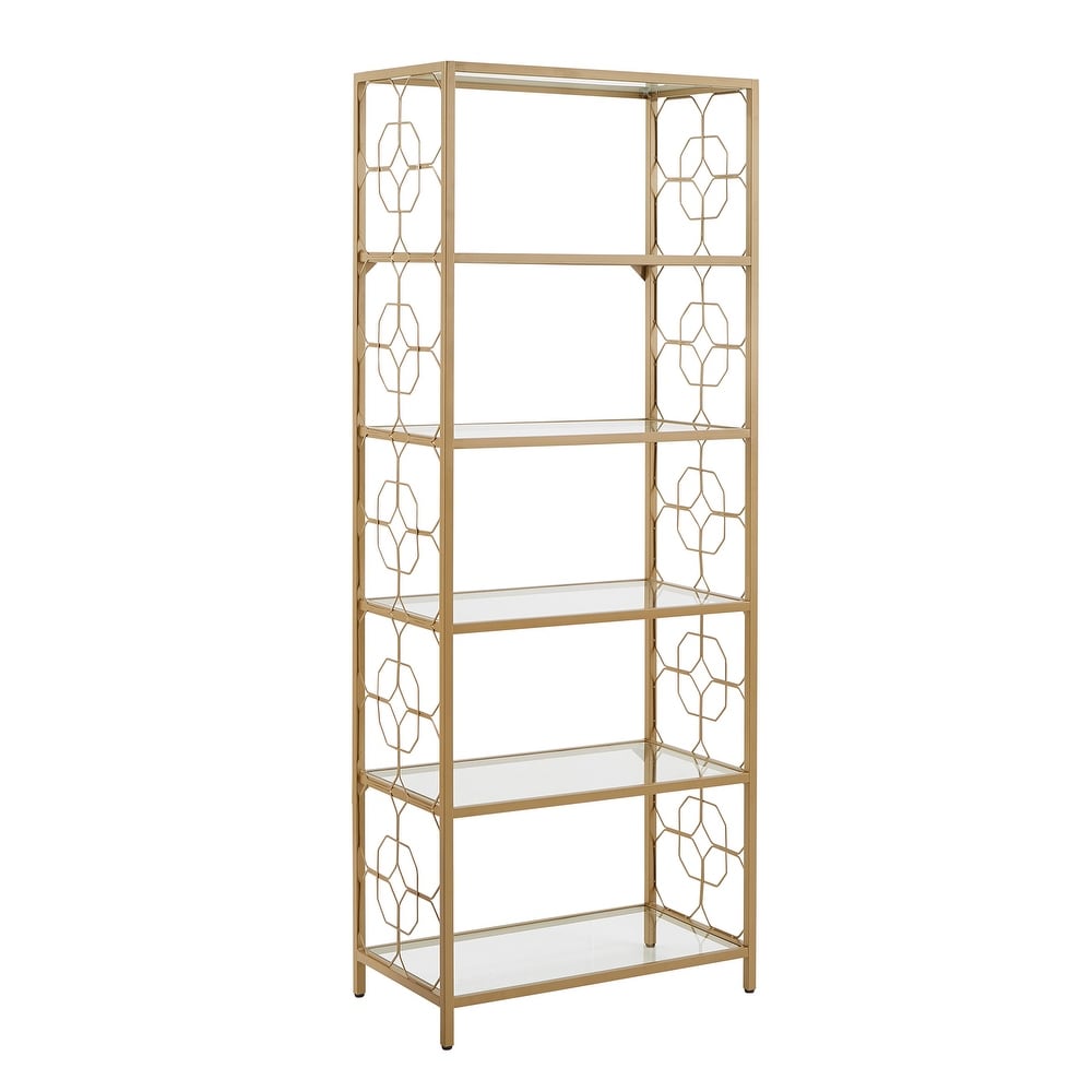 Elle Octagon Pattern Gold Metal and Glass Bookcase by iNSPIRE Q Bold