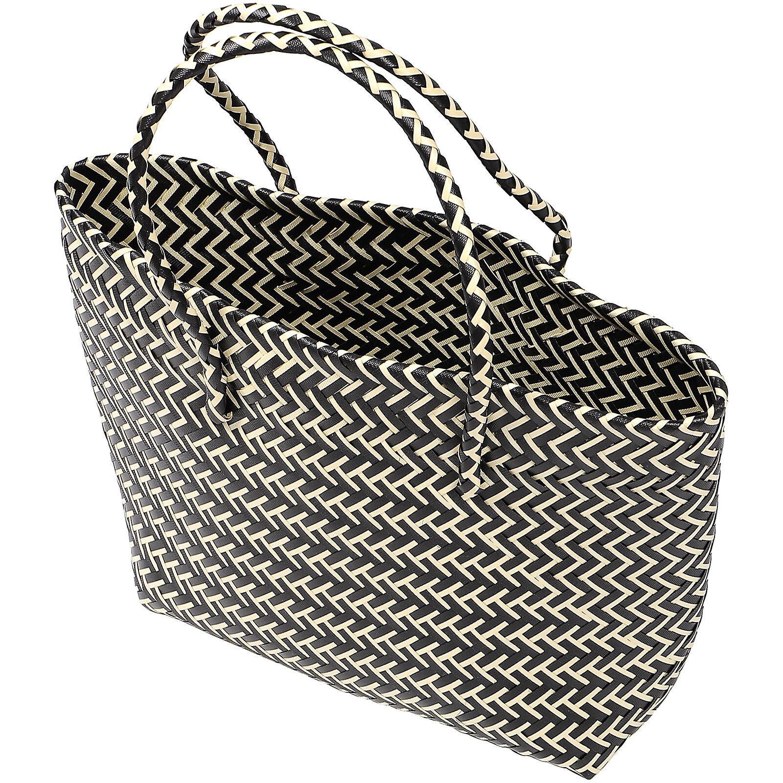 Portable Woven Basket Large-capacity Sundries Storage Basket Multi-use Basket For Shopping