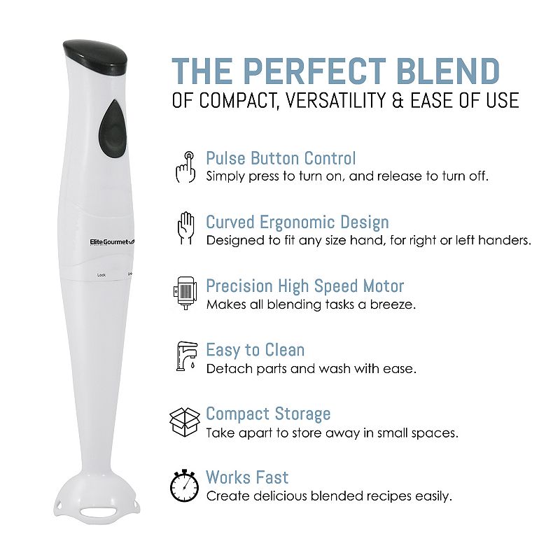 Elite Gourmet Hand Blender with Detachable Wand