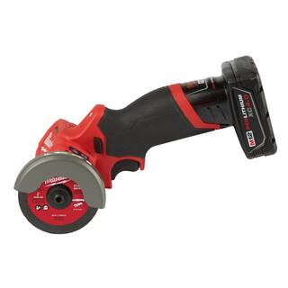 MW M12 FUEL 12V 3 in. Lithium-Ion Brushless Cordless Cut Off Saw Kit  38 in. Ratchet w5.0 Ah  2.5 Ah Batteries 2522-21XC-2567-20-48-11-2450-48-11-2425