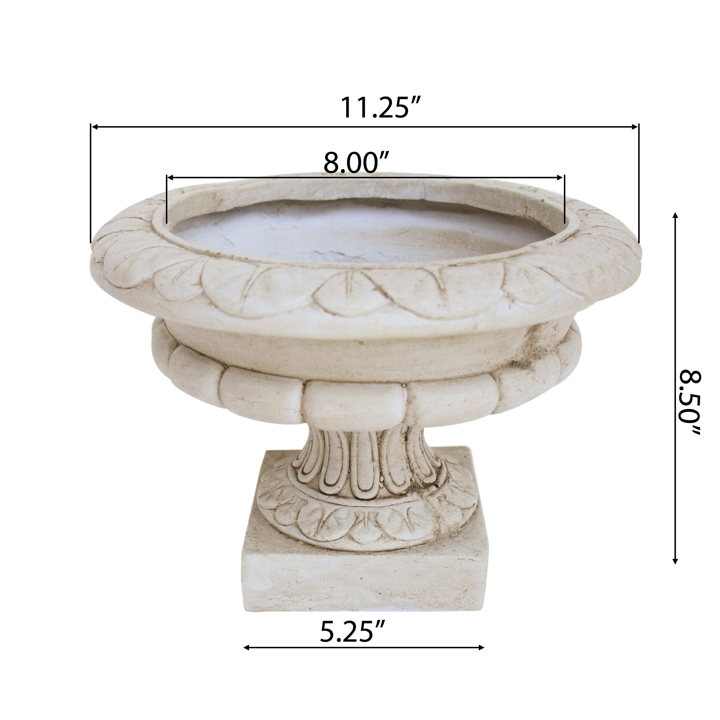 Darrel Chalice Garden Urn Planter, Roman, Botanical, Lightweight Concrete