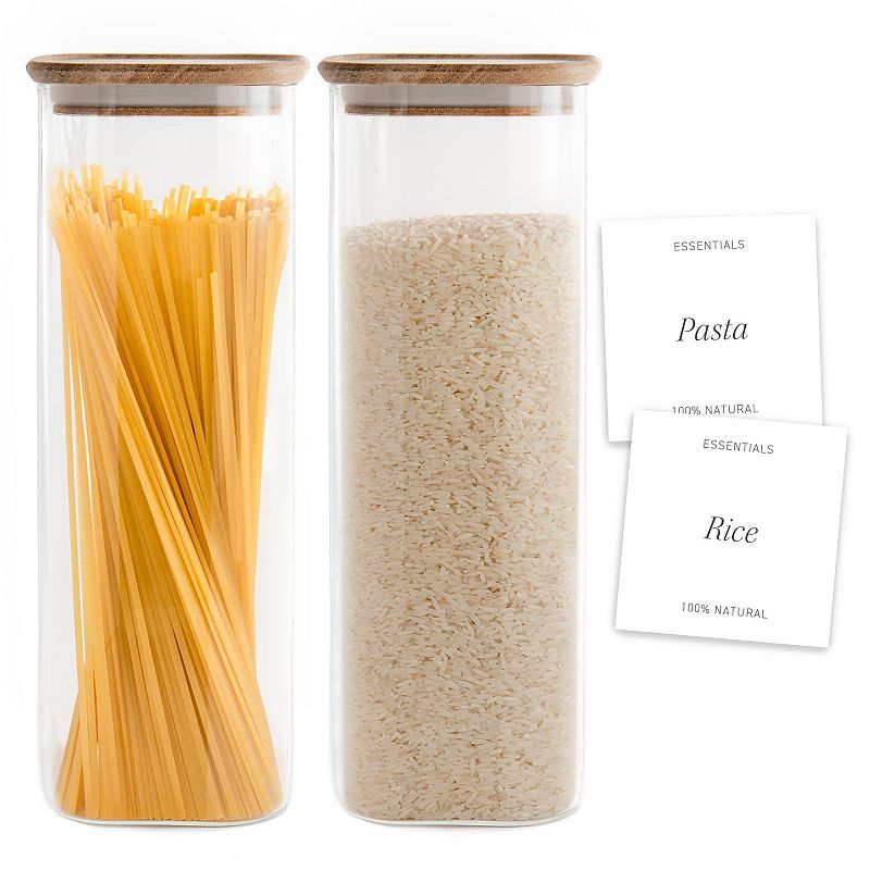 Bloom and Breeze Airtight Food Storage Containers， Stackable With Labels 2-piece Set 73oz