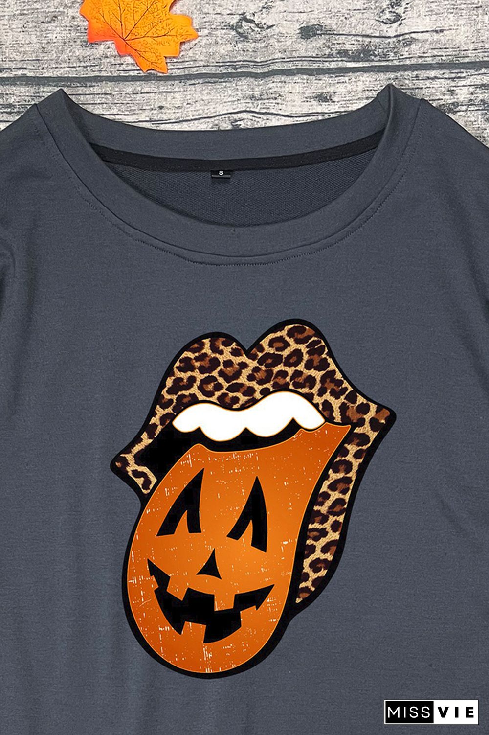 Leopard Lips Halloween Print O-neck Long Sleeve Sweatshirts Women Wholesale