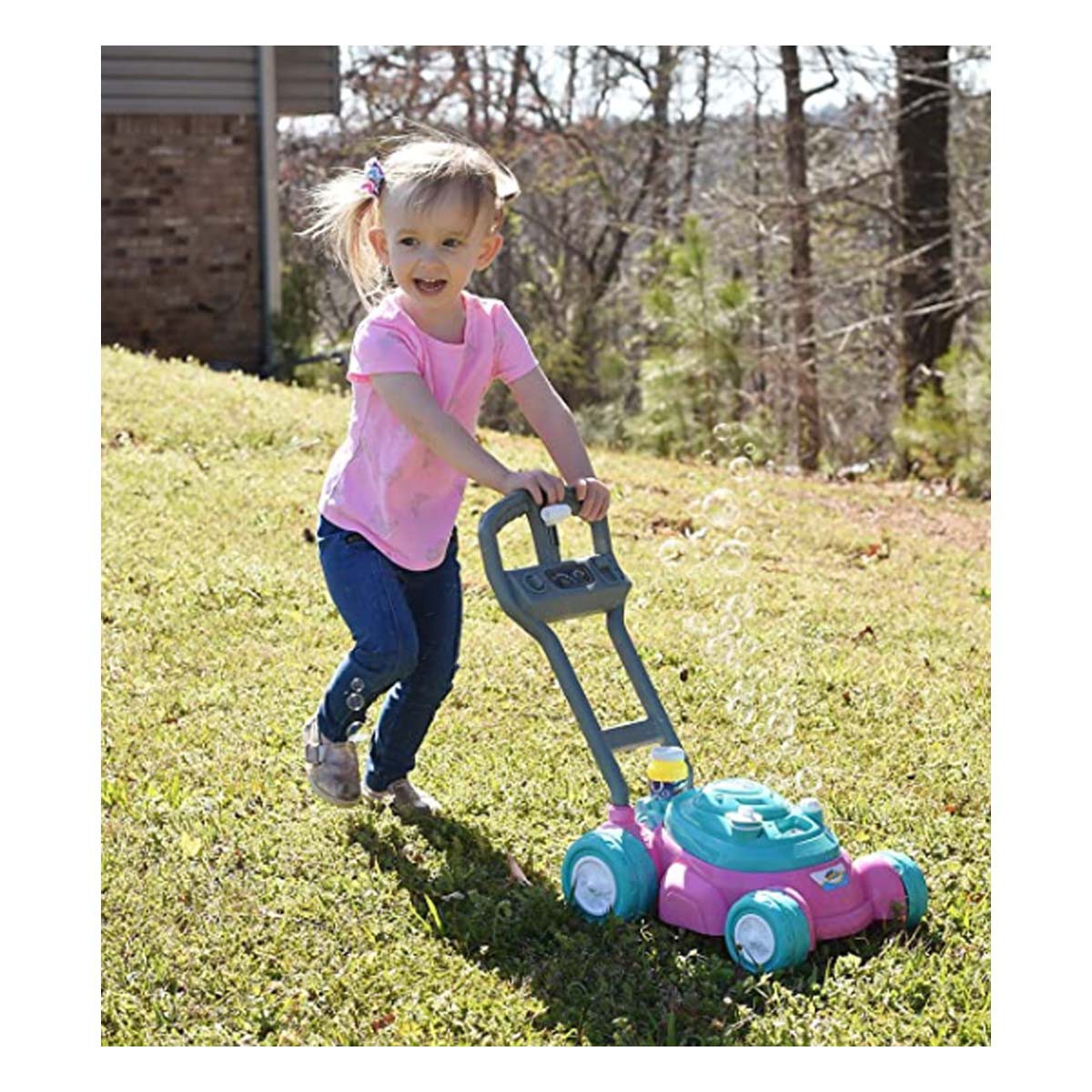 Maxx Bubbles Bubble-N-Go Pink Toy Lawn Mower