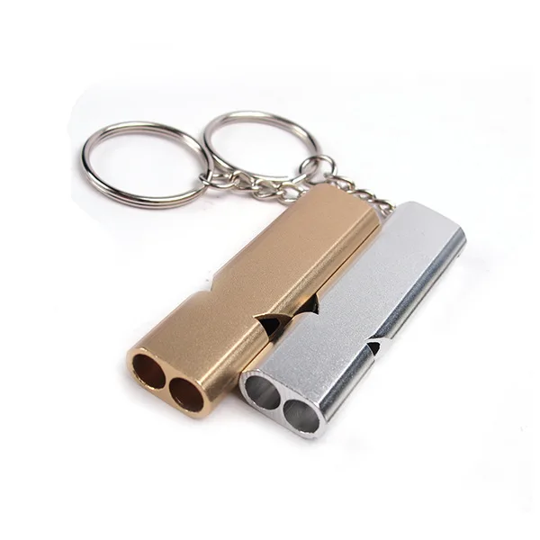 Double frequency Gold/Sliver Emergency EDC Survival Whistle Keychain Aerial Aluminum oy Camping Hiking Accessory Tool