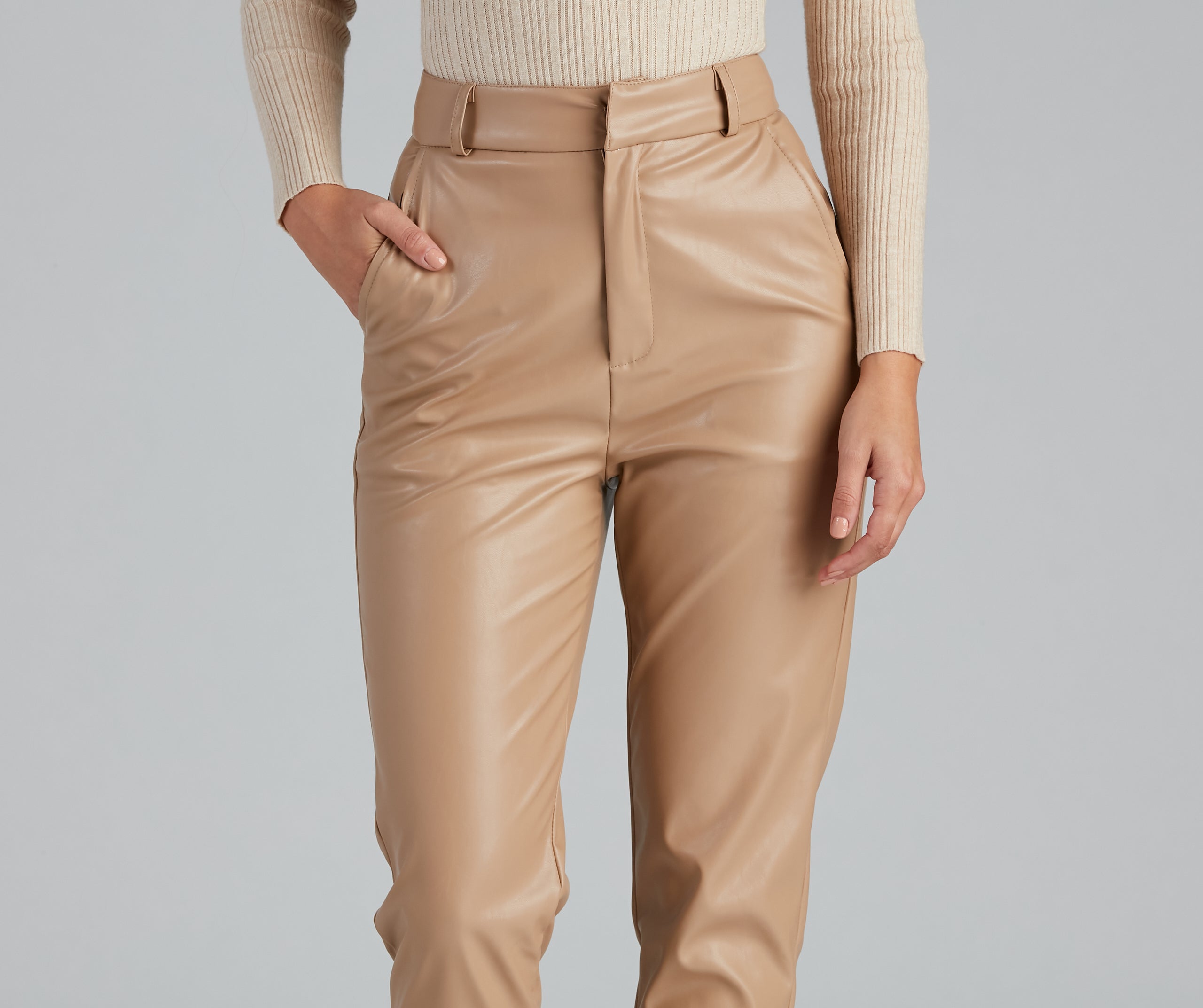 Classic Chic High Waist Faux Leather Pants