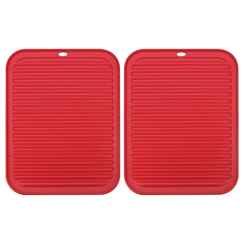 2 Pcs 12 x 9 Under Sink Drain Pad Silicone Dish Drying Mat Set