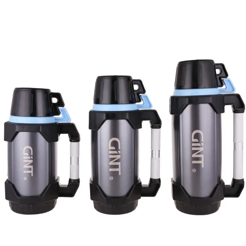 Factory customized oem odm cooler jug 1.8L portable sports camping hiking two lid cups insulated stainless steel flask