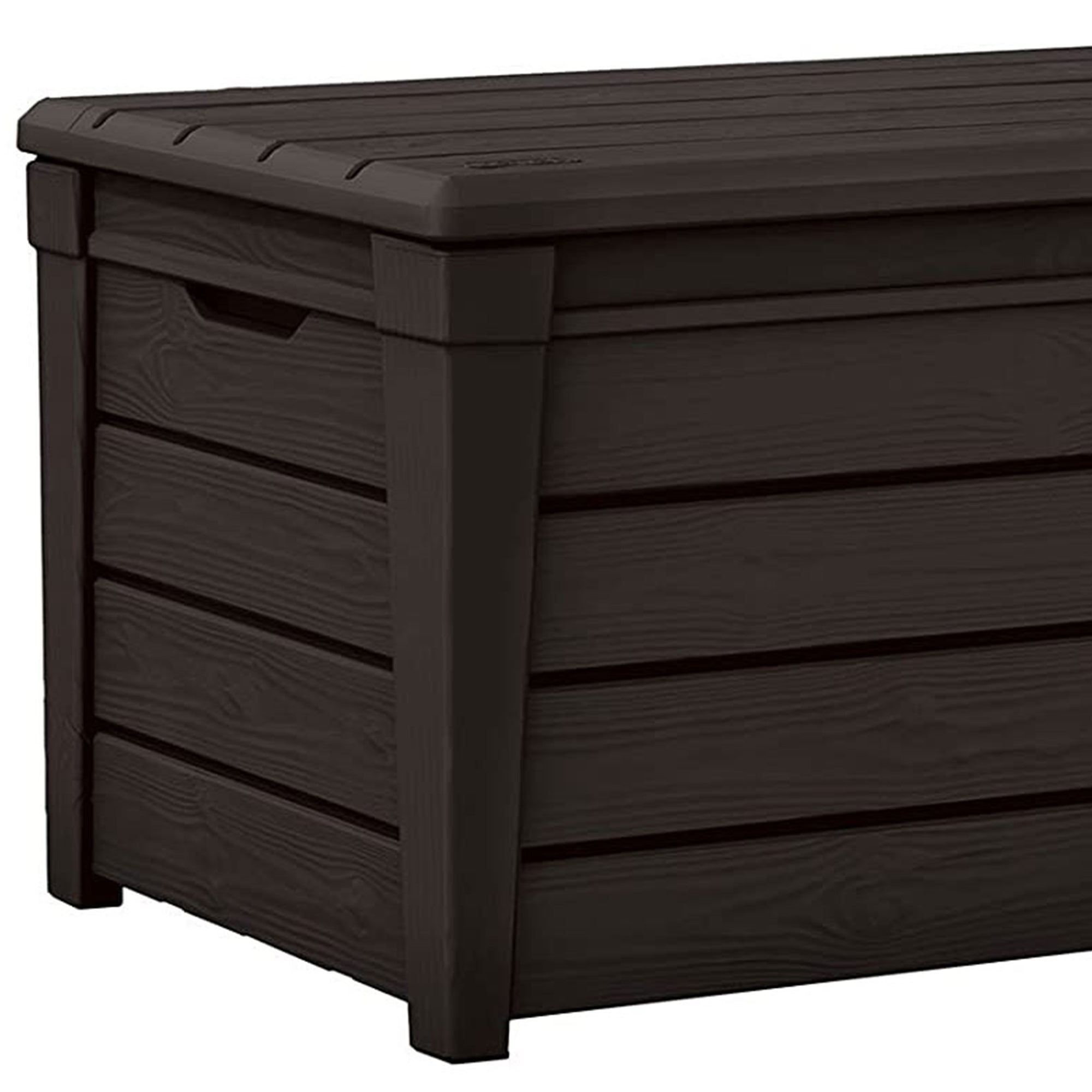 Keter Brightwood Weatherproof Patio Deck Storage Box Bench, Brown (2 Pack)