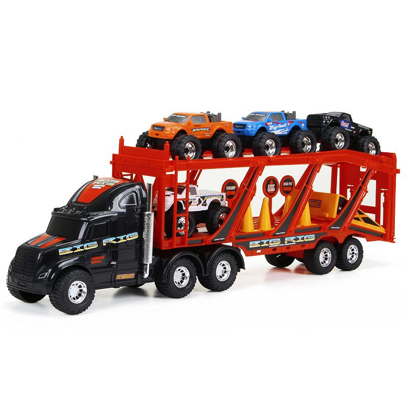 New Bright 22 Big Foot Car Carrier with 4 Trucks and Accessories