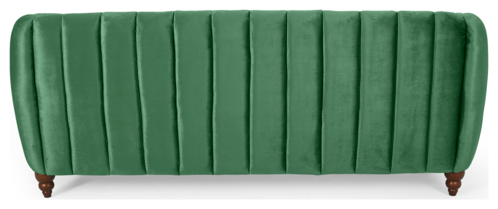 Worden Modern Glam Velvet Channel Stitch 3 Seater Sofa   Traditional   Sofas   by GDFStudio  Houzz