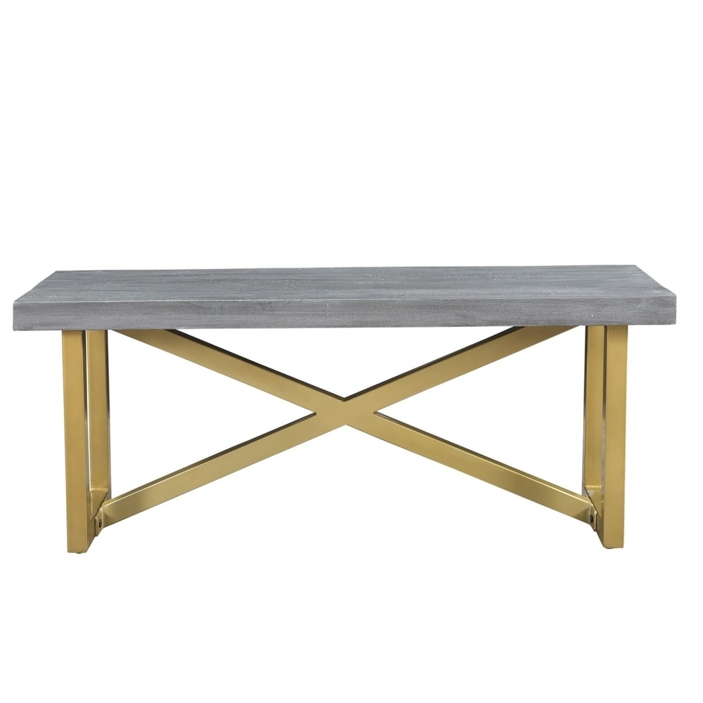 Raven Mango Wood Dining Bench with Gold legs