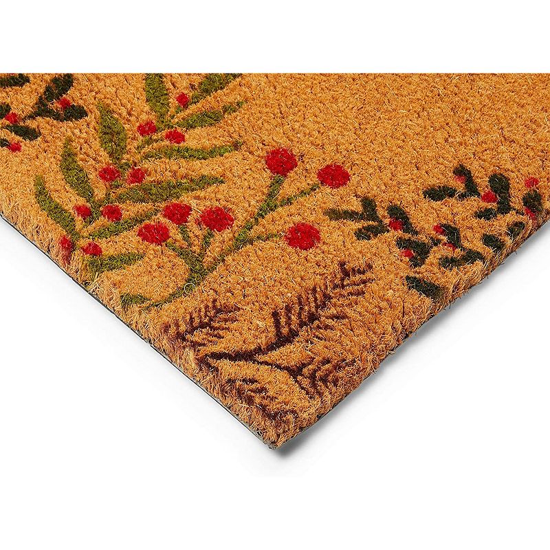 Coco Coir Christmas Doormat for Outdoor Entrance， Meet Me Under The Mistletoe， Non-Slip (17 x 30 in)