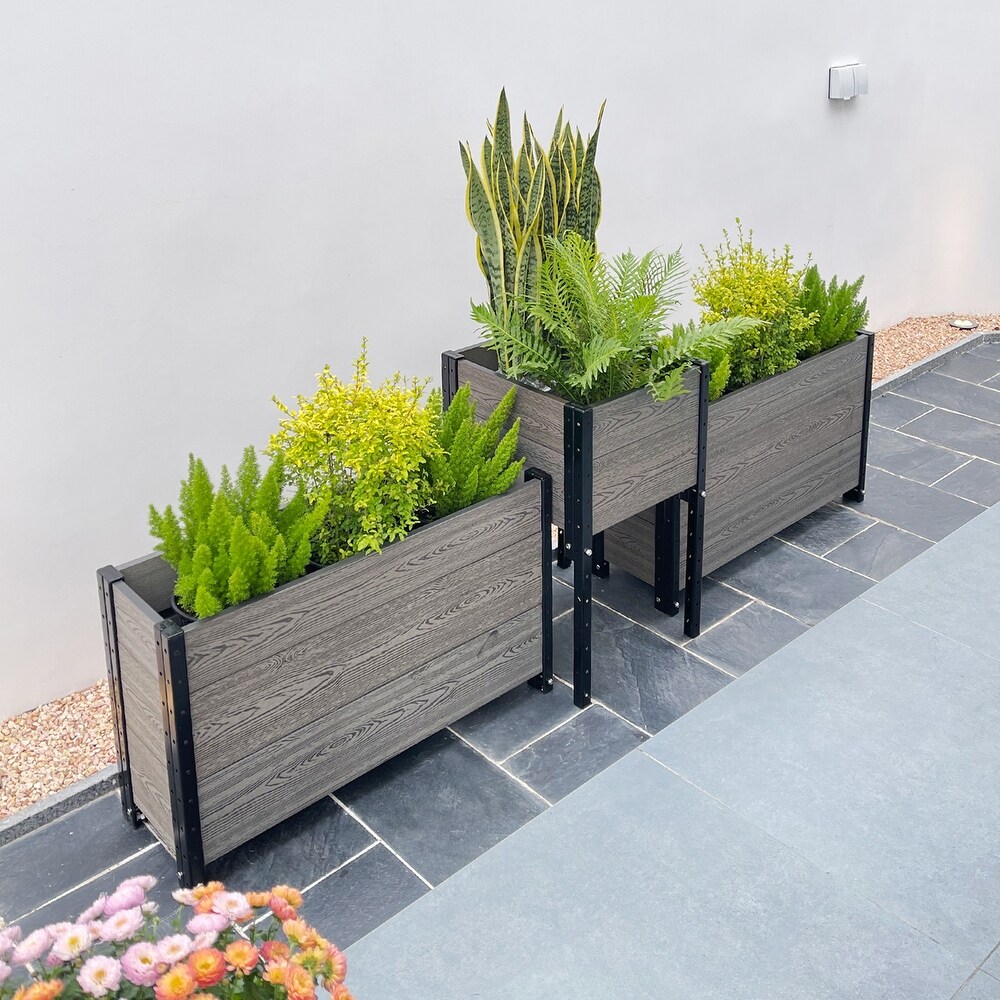 Corner and 2 Trough Planter Bundle Grey