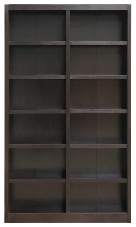 Home Square 2 Piece Traditional Double Wide Wood Bookcase Set in Espresso   Transitional   Bookcases   by Homesquare  Houzz