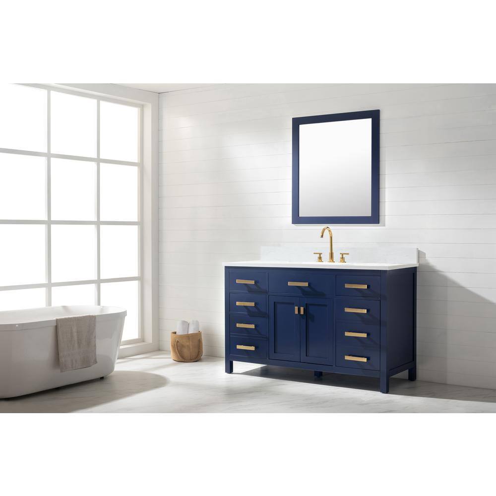 Design Element Valentino 54 in. W x 22 in. D Bath Vanity in Blue with Quartz Vanity Top in White with White Basin V01-54-BLU