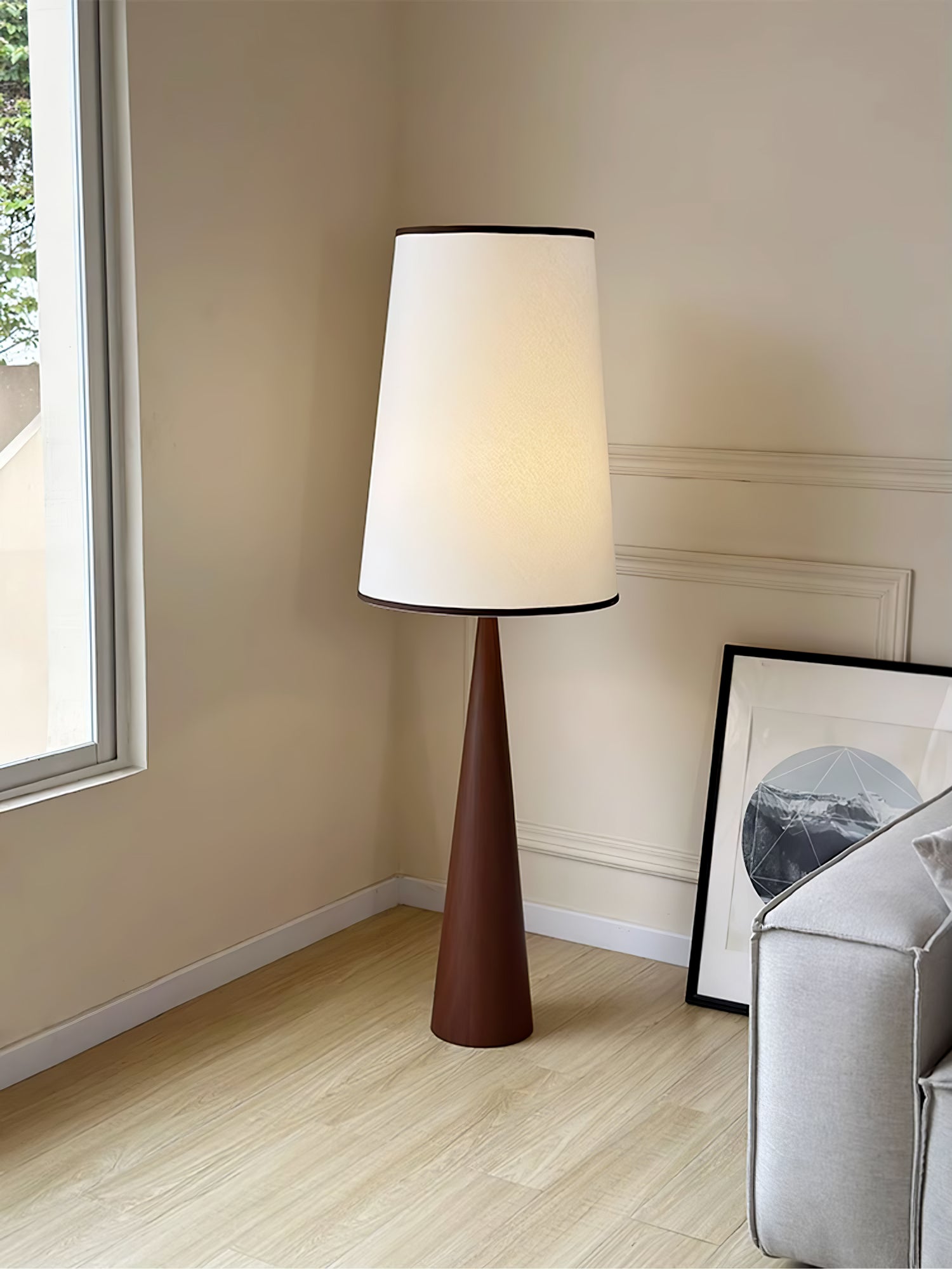 Faux Wood Conical Floor Lamp