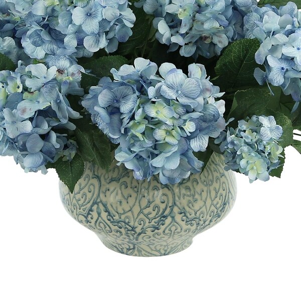 Hydrangea Floral Arrangement in a Decorative Ceramic Vase