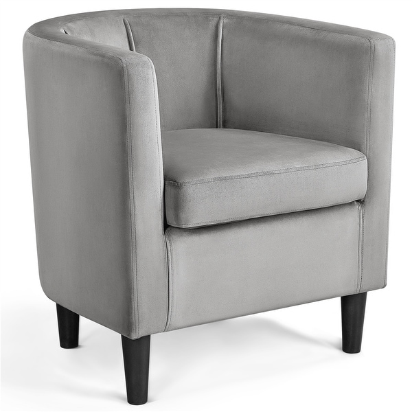 Yaheetech Modern Barrel-shaped Chair Upholstered Velvet Club Chair