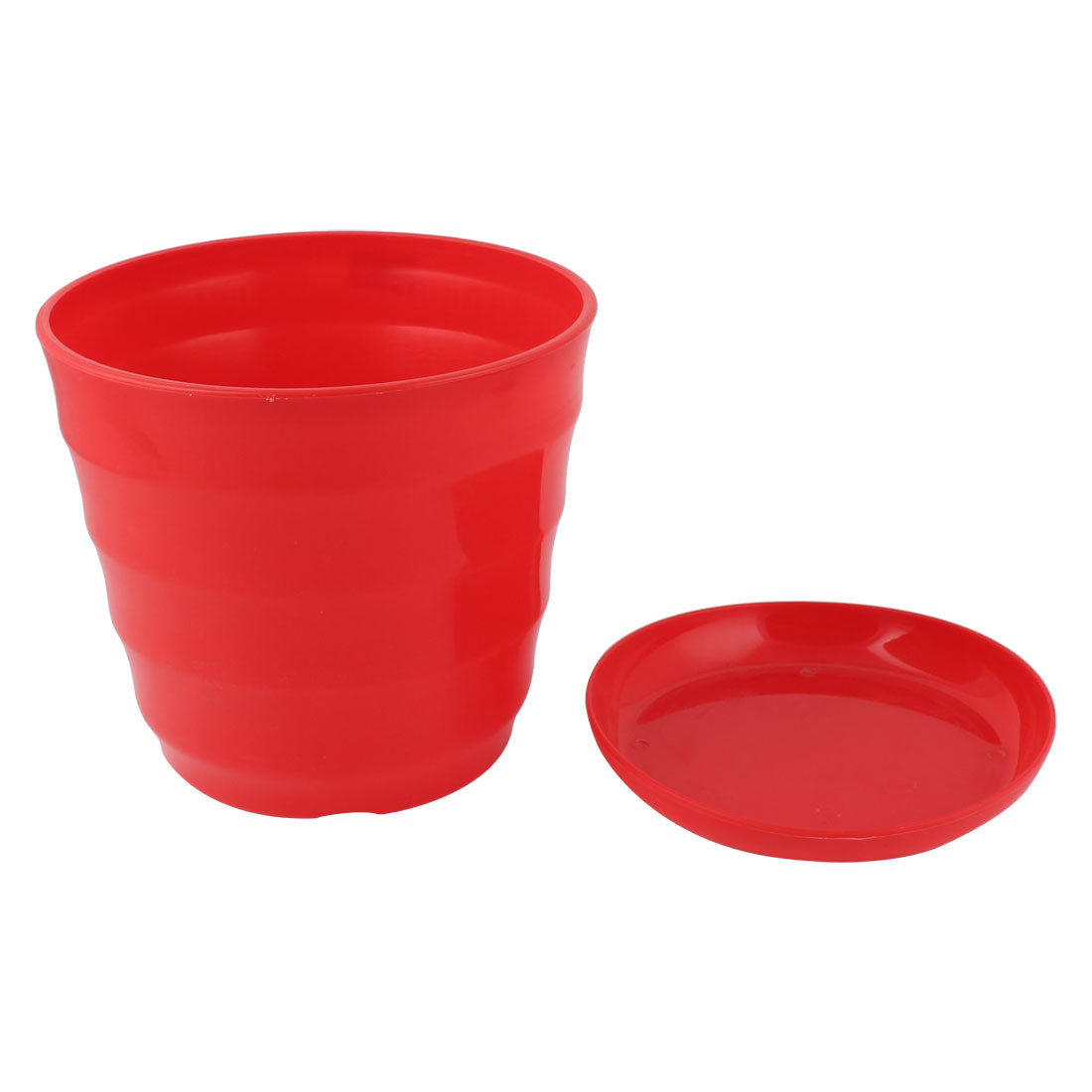 Unique Bargains 19cm Dia Plastic Round Plant Planter Holder Flower Pot Home Garden Decor Red