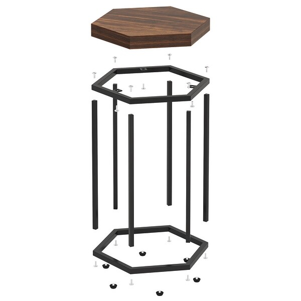 19-in Industrial End Table with Hexagon Wooden top